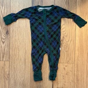 Little Sleepies Green and Navy Plaid Footed One-Piece